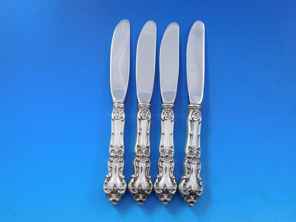 Meadow Rose by Wallace Sterling Silver Butter Spreader HH Mod Set 4 pcs 6 3/8"