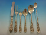 Rose by Stieff Sterling Silver Flatware Set For 8  Service 53 Pieces Repousse