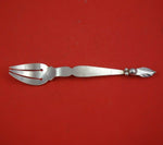 Sanborns Mexican Sterling Silver Cold Meat Fork 3-Tine Leaf Handle 8 3/4"