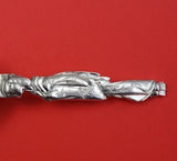 Musashiya Japanese .950 Silver Tea Strainer Figural Handle Hand Hammered 9 5/8"
