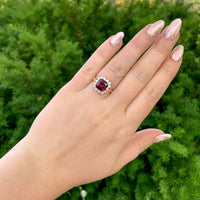 14k Yellow Gold 3.75 Carat Genuine Natural Garnet Ring w/ Diamond Halo (#J6765)