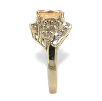 14k Yellow Gold 2.95 Carat Precious Genuine Natural Topaz Diamond Ring (#7112)