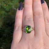 14k White Gold 3.24 Carat Cushion Cut Genuine Natural Peridot Ring (#J6551)