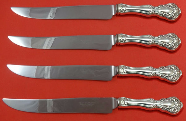 Chateau Rose by Alvin Sterling Silver Steak Knife Set Texas Sized Custom 4-piece