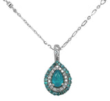 14k Gold Genuine Natural Brazilian Paraiba Tourmaline and Diamond Pendant #J6912
