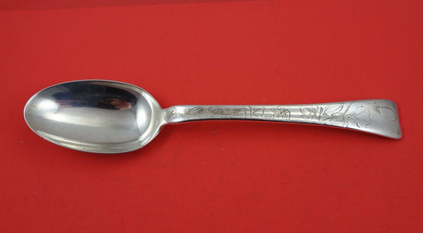 Lap Over Edge Acid Etched by Tiffany & Co Sterling Serving Spoon floral 8 5/8"