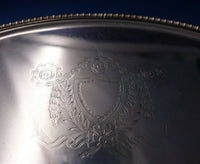 English Silverplate Salver Tray Oval w/ Crest and Lion Feet 7 3/4" x 5 (#5541)