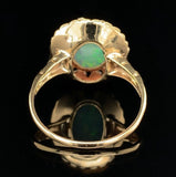 10k Yellow White Gold 1.05 Carat Genuine Natural Opal Ring with Flowers (#J6576)