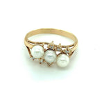 14k Cultured Saltwater Pearls and Diamond Ring (#J4930)