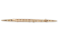 10k Yellow Gold Antique Blue Glass Doublets and Pearl Bar Pin (#J7047)