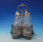 Z H English Sterling Silver and Glass Cruet Set with Five Glass Jars (#5675)