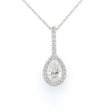 Platinum GIA .65ct Genuine Natural Pear Cut Diamond Pendant Jewelry (#J5927)
