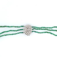 14k Gold 300 Carat Genuine Natural Emerald Bead Multi Strand Necklace (#J5399)