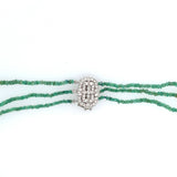 14k Gold 300 Carat Genuine Natural Emerald Bead Multi Strand Necklace (#J5399)