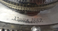 Repousse by Gorham Sterling Silver Inkwell Custom Order Dated 1887 Ornate #0091