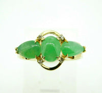 14k Yellow Gold Jade and Diamond Ring (#J4388)