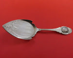 Medallion Coin Silver Pie Server Bright-Cut Engine Turned w/Applied Medallion 8"