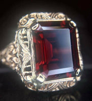 10k Yellow Gold Art Deco 5.48 Carat Genuine Natural Garnet Filigree Ring #J5158