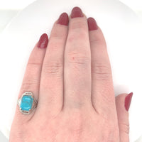 10k Gold 2.09ct Robin's Egg Blue Genuine Natural Turquoise Filigree Ring #J6138