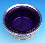 Silver on Copper Bowl with Cobalt Glass Liner 3 1/2" x 7 1/2" (#9231)