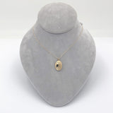 14k Yellow Gold Very Small Oval Locket Engraved Flower with Chain (#J6523)