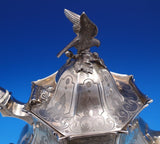 Edward John and Barnard English Victorian Sterling Tea Set 4pc w/Bird (#7677)