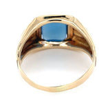 Vintage 10k Gold Men's 1.76ct Genuine Natural Blue Onyx Chalcedony Ring (#J6543)