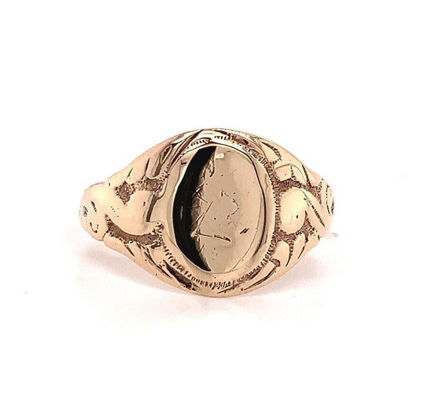 14k Yellow Gold Women's Antique Signet Ring Jewelry (#J5707)