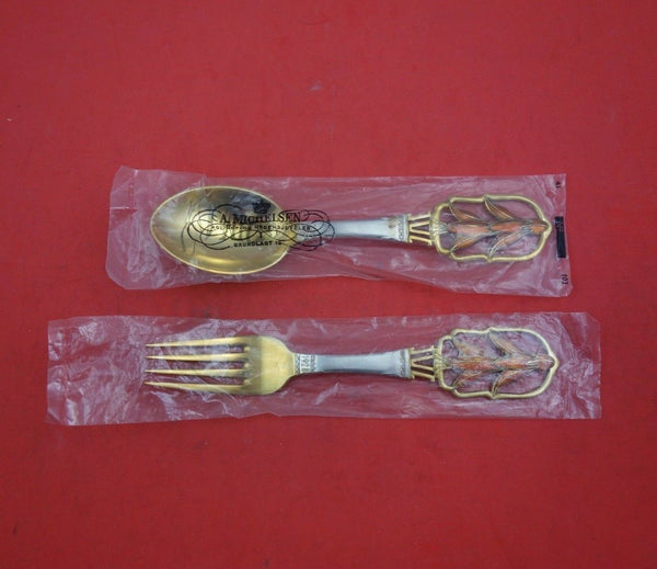 Christmas by A. Michelsen Sterling Silver Fork and Spoon Set 2pc 1928 Epiphyllum