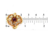 Art Nouveau 10k Yellow Gold .38ct Genuine Natural Ruby Flower Watch Pin (#J5621)