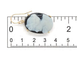 14k Yellow Gold Banded Black and White Genuine Agate Stone Cameo Earrings #J7456