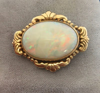 10k Yellow Gold Large Genuine Natural Opal Pin (#J5309)