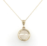14k Yellow Gold Round 2.5 Carat Genuine Natural Moonstone Pendant w/Chain #J6658