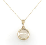 14k Yellow Gold Round 2.5 Carat Genuine Natural Moonstone Pendant w/Chain #J6658