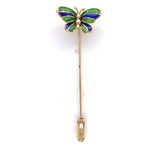 Butterfly 14k Yellow Gold Stick Pin with Enamel (#J6016)
