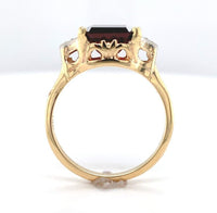 10k Yellow Gold 3.86 Carat Emerald Cut Genuine Natural Garnet Ring (#J6554)