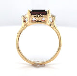 10k Yellow Gold 3.86 Carat Emerald Cut Genuine Natural Garnet Ring (#J6554)