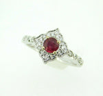 14k White Gold .46ct Genuine Natural Ruby Ring with Diamond Halo (#J5100)