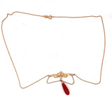 14k Yellow Gold Nouveau Iris Genuine Natural Coral Festoon Necklace (#J4850)
