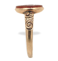 10k Rosey Yellow Gold Genuine Natural Carnelian Stone Warrior Cameo Ring #J7274
