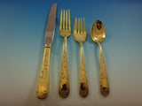 Old Maryland Engraved Gold Kirk Sterling Silver Flatware Service 8 Set Vermeil