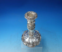 English Victorian Silver on Copper Candlestick Pair Floral #5688 c.1850 (#5942)