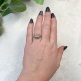 14k White Gold Filigree Deco Three Stone Genuine Natural Aquamarine Ring #J7560