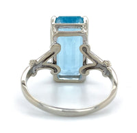 14k White Gold 7.92 Carat Genuine Natural Aquamarine Ring Size 8 (#J7202)