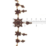 Genuine Natural Bohemian Garnet Necklace w/Five Rosettes w/Drops 16.75" (#J5434)
