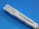 Lap Over Acid Etched by Tiffany Sterling Silver Melon Fork Knife Mushrooms 8 1/8