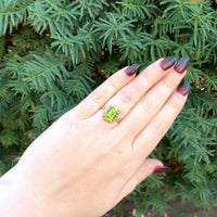 10k Yellow Gold 3.73 Carat Genuine Natural Peridot Ring Size 6.75 (#J6384)