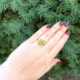 10k Yellow Gold 3.73 Carat Genuine Natural Peridot Ring Size 6.75 (#J6384)