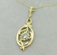 Retro 10K Yellow Gold Lavaliere Pendant with Rose Gold Flower (#J4329)