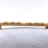 14k Yellow Gold Montana Sapphire and Pearl Bar Pin (#J5471)